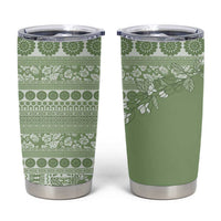 Fiji Marau na Kerisimasi Tumbler Cup Sage Green Tagimoucia Tapa Masi Tribal - Polynesian Pride