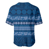 Fiji Marau na Kerisimasi Baseball Jersey Blue Tapa Masi Inspired Christmas LT9 - Polynesian Pride