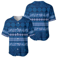 Fiji Marau na Kerisimasi Baseball Jersey Blue Tapa Masi Inspired Christmas - Polynesian Pride