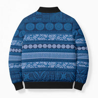 Fiji Marau na Kerisimasi Bomber Puffer Jacket Blue Tapa Masi Inspired Christmas LT9 - Polynesian Pride