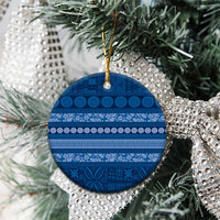 Fiji Marau na Kerisimasi Ceramic Ornament Blue Tapa Masi Inspired Christmas - Polynesian Pride