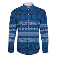 Fiji Marau na Kerisimasi Family Matching Off Shoulder Short Dress and Hawaiian Shirt Blue Tapa Masi Inspired Christmas - Polynesian Pride