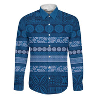 Fiji Marau na Kerisimasi Family Matching Short Sleeve Bodycon Dress and Hawaiian Shirt Blue Tapa Masi Inspired Christmas - Polynesian Pride