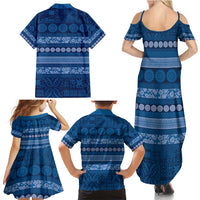 Fiji Marau na Kerisimasi Family Matching Summer Maxi Dress and Hawaiian Shirt Blue Tapa Masi Inspired Christmas - Polynesian Pride