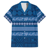 Fiji Marau na Kerisimasi Hawaiian Shirt Blue Tapa Masi Inspired Christmas LT9 Blue - Polynesian Pride