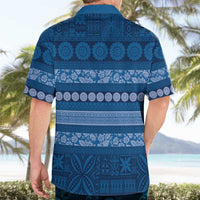 Fiji Marau na Kerisimasi Hawaiian Shirt Blue Tapa Masi Inspired Christmas LT9 - Polynesian Pride