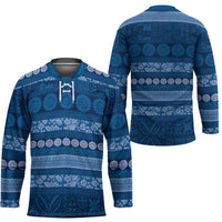 Fiji Marau na Kerisimasi Hockey Jersey Blue Tapa Masi Inspired Christmas LT9 - Polynesian Pride