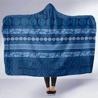 Fiji Marau na Kerisimasi Hooded Blanket Blue Tapa Masi Inspired Christmas LT9 One Size Blue - Polynesian Pride