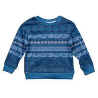 Fiji Marau na Kerisimasi Kid Ugly Christmas Sweater Blue Tapa Masi Inspired Christmas LT9 Kid Blue - Polynesian Pride