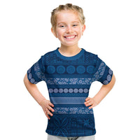 Fiji Marau na Kerisimasi Kid T Shirt Blue Tapa Masi Inspired Christmas LT9 Blue - Polynesian Pride