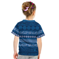Fiji Marau na Kerisimasi Kid T Shirt Blue Tapa Masi Inspired Christmas LT9 - Polynesian Pride