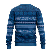 Fiji Marau na Kerisimasi Ugly Christmas Sweater Blue Tapa Masi Inspired Christmas - Polynesian Pride