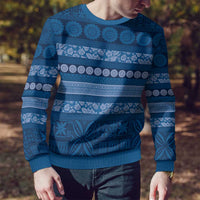 Fiji Marau na Kerisimasi Ugly Christmas Sweater Blue Tapa Masi Inspired Christmas - Polynesian Pride