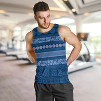Fiji Marau na Kerisimasi Men Tank Top Blue Tapa Masi Inspired Christmas LT9 Blue - Polynesian Pride
