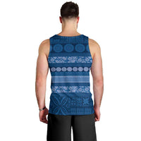 Fiji Marau na Kerisimasi Men Tank Top Blue Tapa Masi Inspired Christmas LT9 - Polynesian Pride