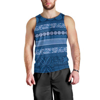 Fiji Marau na Kerisimasi Men Tank Top Blue Tapa Masi Inspired Christmas LT9 - Polynesian Pride