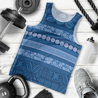 Fiji Marau na Kerisimasi Men Tank Top Blue Tapa Masi Inspired Christmas LT9 - Polynesian Pride