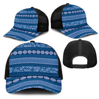 Fiji Marau na Kerisimasi Mesh Trucker Cap Blue Tapa Masi Inspired Christmas LT9 - Polynesian Pride