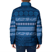 Fiji Marau na Kerisimasi Padded Jacket Blue Tapa Masi Inspired Christmas LT9 - Polynesian Pride