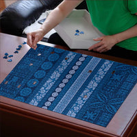 Fiji Marau na Kerisimasi Puzzle Blue Tapa Masi Inspired Christmas LT9 - Polynesian Pride