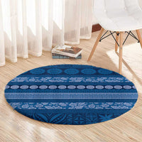 Fiji Marau na Kerisimasi Round Carpet Blue Tapa Masi Inspired Christmas - Polynesian Pride