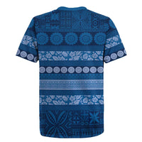 Fiji Marau na Kerisimasi Rugby Jersey Blue Tapa Masi Inspired Christmas LT9 - Polynesian Pride
