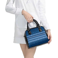 Fiji Marau na Kerisimasi Shoulder Handbag Blue Tapa Masi Inspired Christmas LT9 - Polynesian Pride