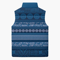 Fiji Marau na Kerisimasi Sleeveless Puffer Jacket Blue Tapa Masi Inspired Christmas LT9 - Polynesian Pride