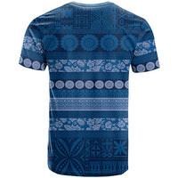 Fiji Marau na Kerisimasi T Shirt Blue Tapa Masi Inspired Christmas LT9 - Polynesian Pride