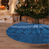 Fiji Marau na Kerisimasi Tree Skirt Blue Tapa Masi Inspired Christmas LT9 - Polynesian Pride