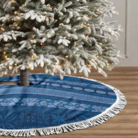 Fiji Marau na Kerisimasi Tree Skirt Blue Tapa Masi Inspired Christmas LT9 - Polynesian Pride