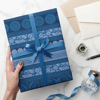 Fiji Marau na Kerisimasi Wrapping Paper Blue Tapa Masi Inspired Christmas LT9 - Polynesian Pride