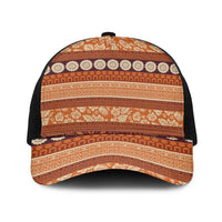 Fiji Marau na Kerisimasi Baseball Net Cap Gold Tapa Masi Inspired Christmas LT9 One Size Black Gold - Polynesian Pride