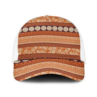 Fiji Marau na Kerisimasi Baseball Net Cap Gold Tapa Masi Inspired Christmas LT9 One Size White Gold - Polynesian Pride