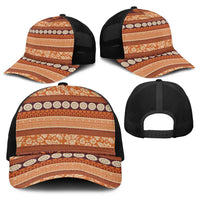 Fiji Marau na Kerisimasi Baseball Net Cap Gold Tapa Masi Inspired Christmas LT9 - Polynesian Pride