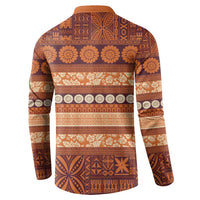 Fiji Marau na Kerisimasi Button Sweatshirt Gold Tapa Masi Inspired Christmas LT9 - Polynesian Pride