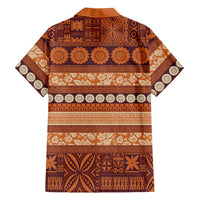 Fiji Marau na Kerisimasi Family Matching Long Sleeve Bodycon Dress and Hawaiian Shirt Gold Tapa Masi Inspired Christmas - Polynesian Pride