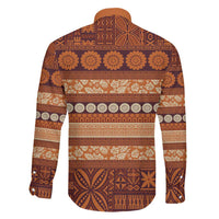 Fiji Marau na Kerisimasi Family Matching Long Sleeve Bodycon Dress and Hawaiian Shirt Gold Tapa Masi Inspired Christmas - Polynesian Pride
