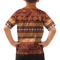 Fiji Marau na Kerisimasi Family Matching Short Sleeve Bodycon Dress and Hawaiian Shirt Gold Tapa Masi Inspired Christmas - Polynesian Pride