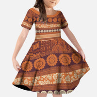 Fiji Marau na Kerisimasi Family Matching Summer Maxi Dress and Hawaiian Shirt Gold Tapa Masi Inspired Christmas - Polynesian Pride