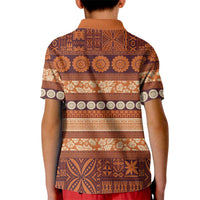 Fiji Marau na Kerisimasi Kid Polo Shirt Gold Tapa Masi Inspired Christmas LT9 - Polynesian Pride