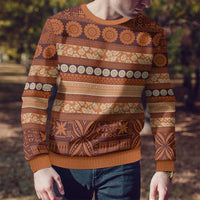 Fiji Marau na Kerisimasi Ugly Christmas Sweater Gold Tapa Masi Inspired Christmas - Polynesian Pride