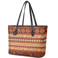 Fiji Marau na Kerisimasi Leather Tote Bag Gold Tapa Masi Inspired Christmas LT9 - Polynesian Pride