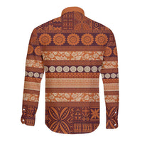 Fiji Marau na Kerisimasi Long Sleeve Button Shirt Gold Tapa Masi Inspired Christmas LT9 - Polynesian Pride