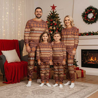 Fiji Marau na Kerisimasi Christmas Pajama Set Gold Tapa Masi Inspired Christmas LT9 - Polynesian Pride