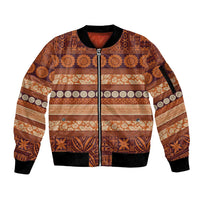 Fiji Marau na Kerisimasi Sleeve Zip Bomber Jacket Gold Tapa Masi Inspired Christmas LT9 Unisex Gold - Polynesian Pride