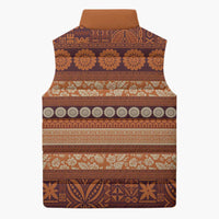 Fiji Marau na Kerisimasi Sleeveless Puffer Jacket Gold Tapa Masi Inspired Christmas LT9 - Polynesian Pride