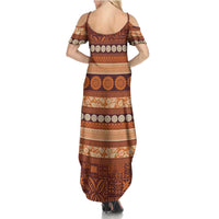 Fiji Marau na Kerisimasi Summer Maxi Dress Gold Tapa Masi Inspired Christmas LT9 - Polynesian Pride