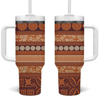 Fiji Marau na Kerisimasi Tumbler With Handle Gold Tapa Masi Inspired Christmas - Polynesian Pride
