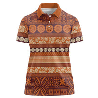 Fiji Marau na Kerisimasi Women Polo Shirt Gold Tapa Masi Inspired Christmas LT9 Female Gold - Polynesian Pride